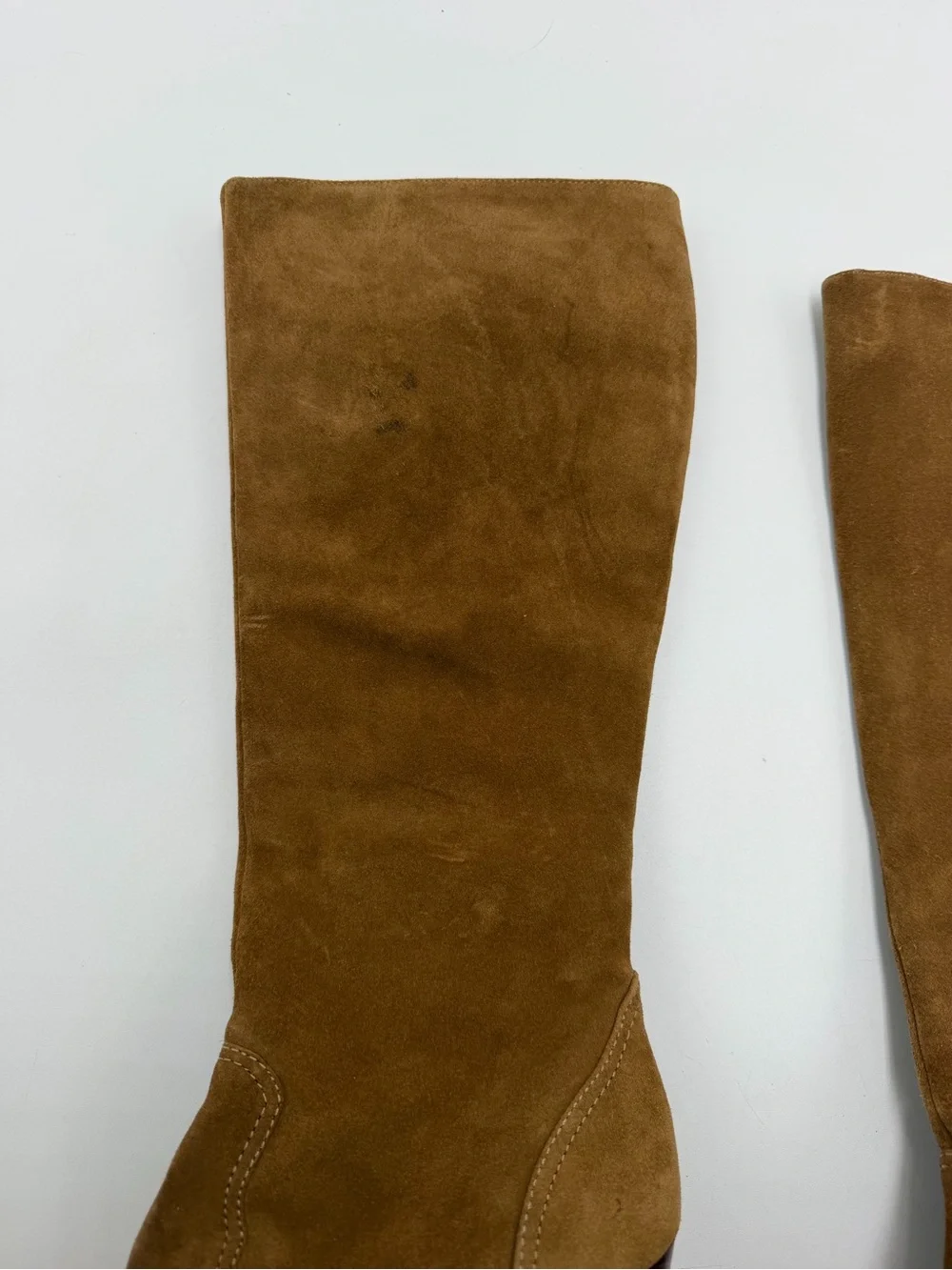 Vintage Michael Kors Suede Knee High Boots Tan Leather Platform Heels 7.5 M